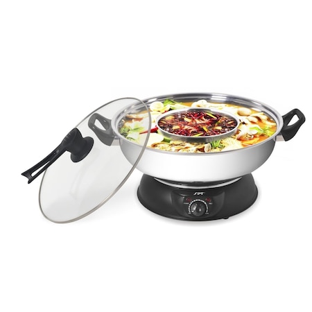 Spt 5 qt. Stainless Steel & Black Electric Shabu Pot SP476315